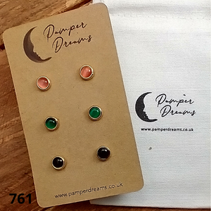 Hypoallergenic Stainless Steel CZ & Opal Earring Set