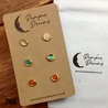 Hypoallergenic Stainless Steel CZ & Opal Earring Set