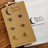Hypoallergenic Stainless Steel CZ & Opal Earring Set 3 Pairs Silver Colour 800