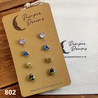 Hypoallergenic Stainless Steel CZ & Opal Earring Set 4 Pairs Silver Colour 802