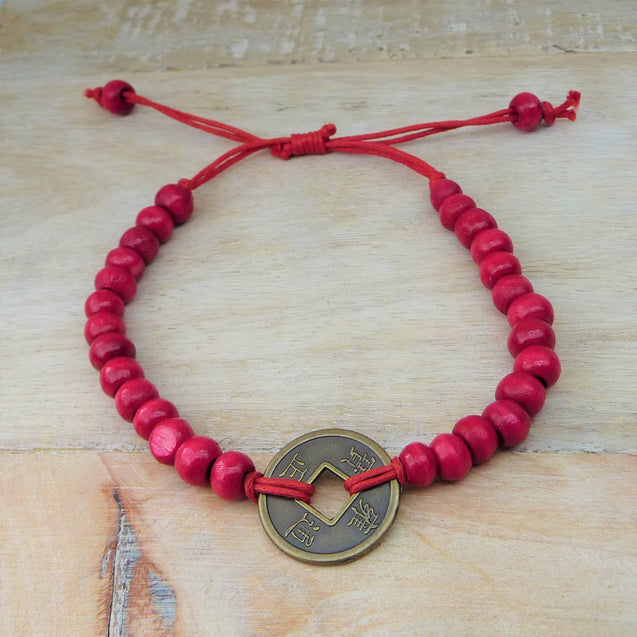 Bali Feng Shui Good Fortune Bracelet - Red - Pamper Dreams