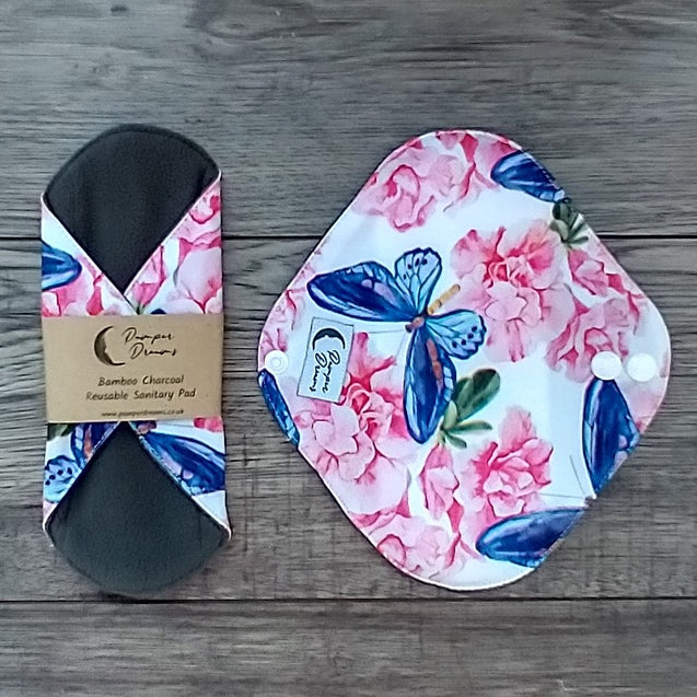 Butterflies Reusable Bamboo Charcoal Sanitary Pad - Small 20cm - Pamper Dreams