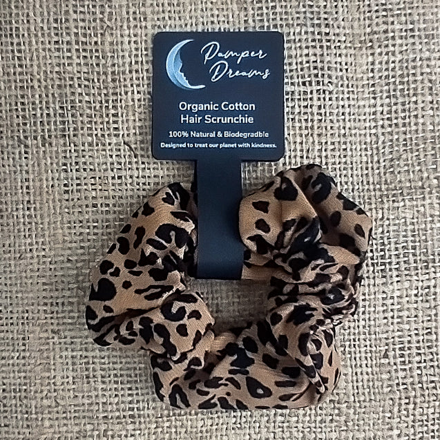 Bronze Animal Print Organic Cotton Eco-Friendly Hair Scrunchies - Pamper Dreams
