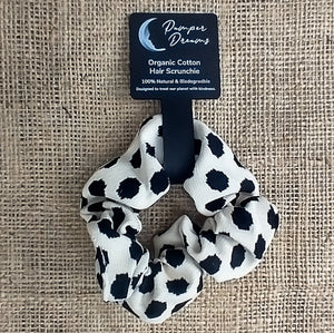 Cream & Black Animal Print Organic Cotton Eco-Friendly Hair Scrunchies - Pamper Dreams