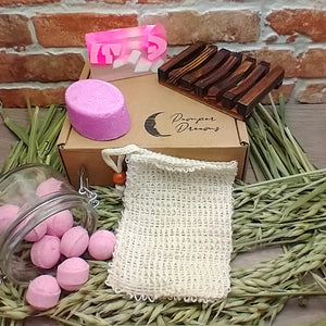 Candyman Body Pamper Gift Set With Dark Wood Soap Rack