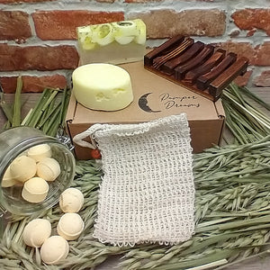 Citrus Body Pamper Gift Set With Dark Wood Soap Rack