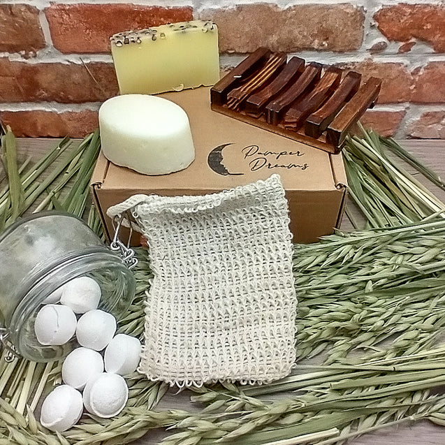 Natures Way Body Pamper Gift Set With Dark Wood Soap Rack