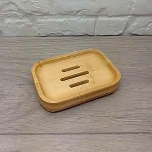 Rounded Box Style Rectangle Bamboo Soap Dish
