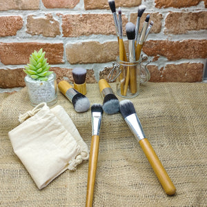 11pc bamboo make up brush set