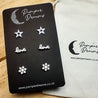Hypoallergenic Stainless Steel Earrings Set 3 Pairs Silver Colour Stars Love & Snowflakes