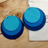 Layered Circles Faux Wood Statement Drop Earrings
