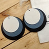 Layered Circles Faux Wood Statement Drop Earrings