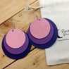 Layered Circles Faux Wood Statement Drop Earrings