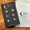 Hypoallergenic Stainless Steel Earrings Set 3 Pairs Silver Colour Moons Hearts & Triangles