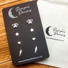 Hypoallergenic Stainless Steel Earrings Set 4 Pairs Silver Colour Butterflies Stars Mini Hearts & Feathers