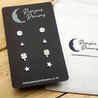 Hypoallergenic Stainless Steel Earrings Set 4 Pairs Silver Colour Round Triangles Clover & Stars