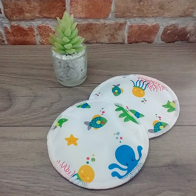 Under The Sea design reusable triple layer leakproof nursing breast pads 