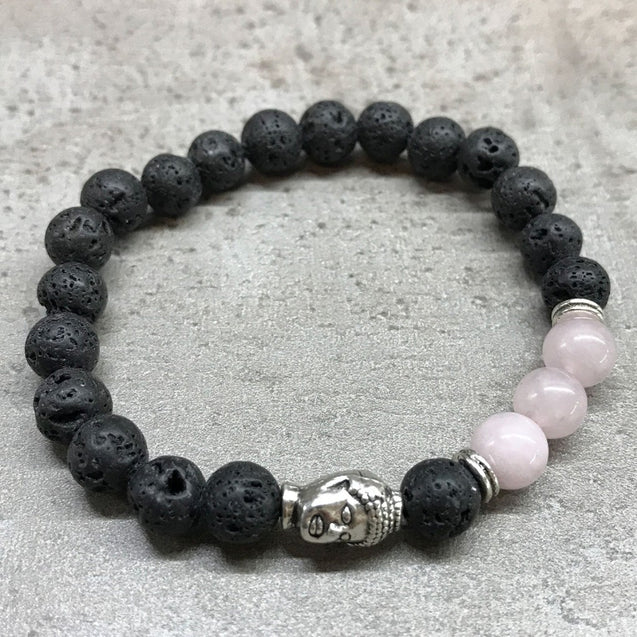 Lava Stone Bracelet - Buddha Rose Quartz - Pamper Dreams