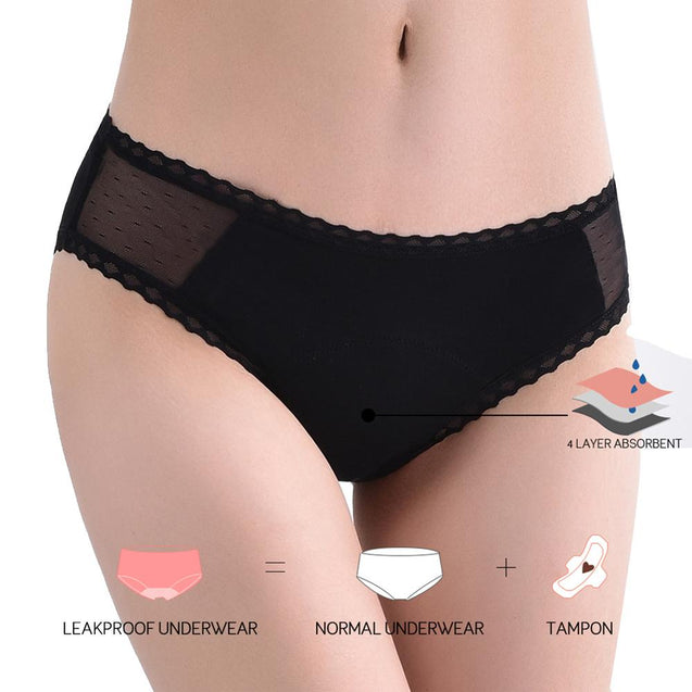 Period Pants - Lace Trimmed Bikini Style Menstruation Underwear - Pamper Dreams